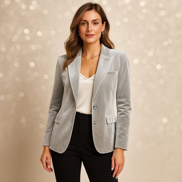 Chadwicks Velour Blazer Size 10 Party Cocktail Holiday Feminine Stretch Jacket - Picture 2 of 9